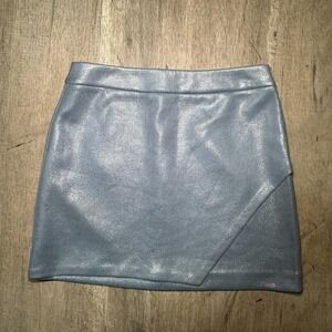 Storia blue faux leather mini skirt Size S